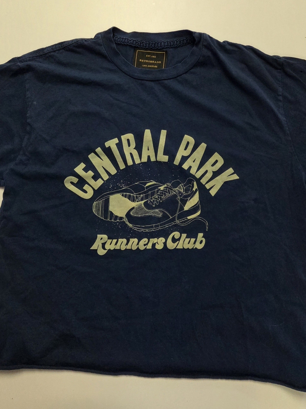 RetroBrand Central Park Runners Club Crop Top - Navy